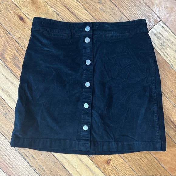 J Crew Black Corduroy High Waisted Button Front Skirt Size 27 - Picture 3 of 8